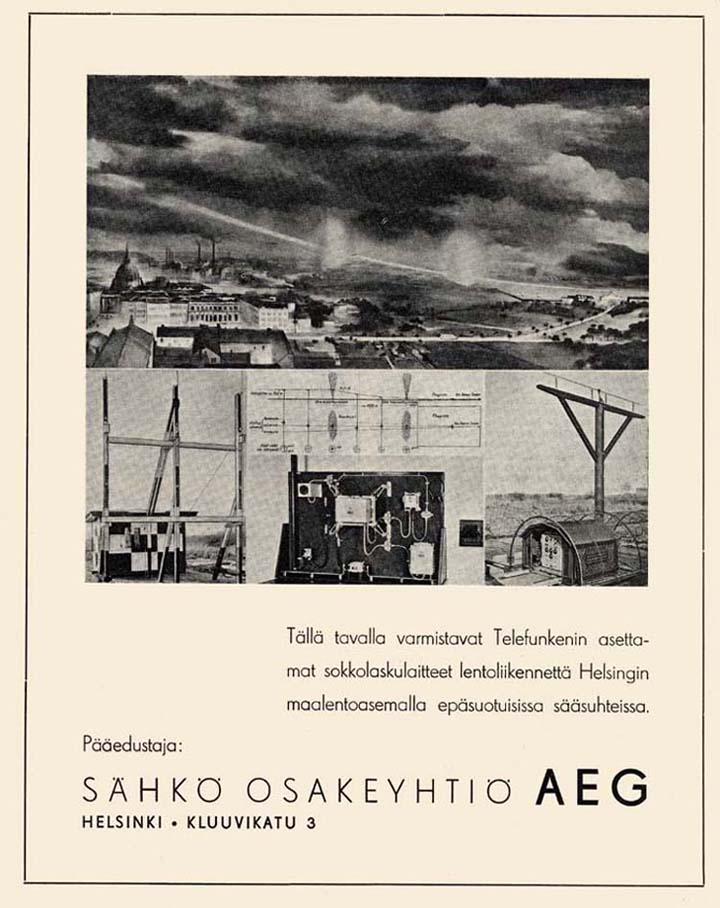 An advertisement in Aero 9/1937. The text says